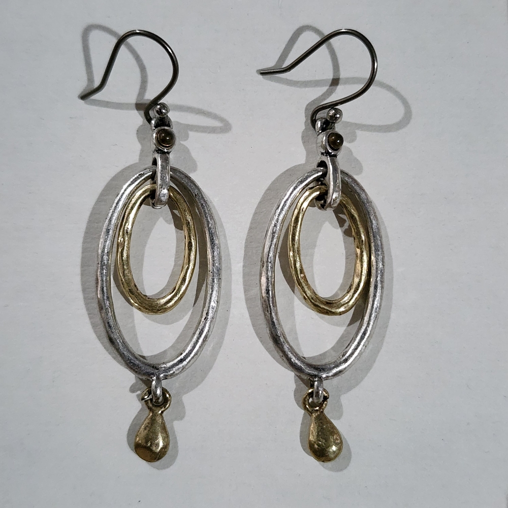 Elegant Silver and Gold Dangle Earrings